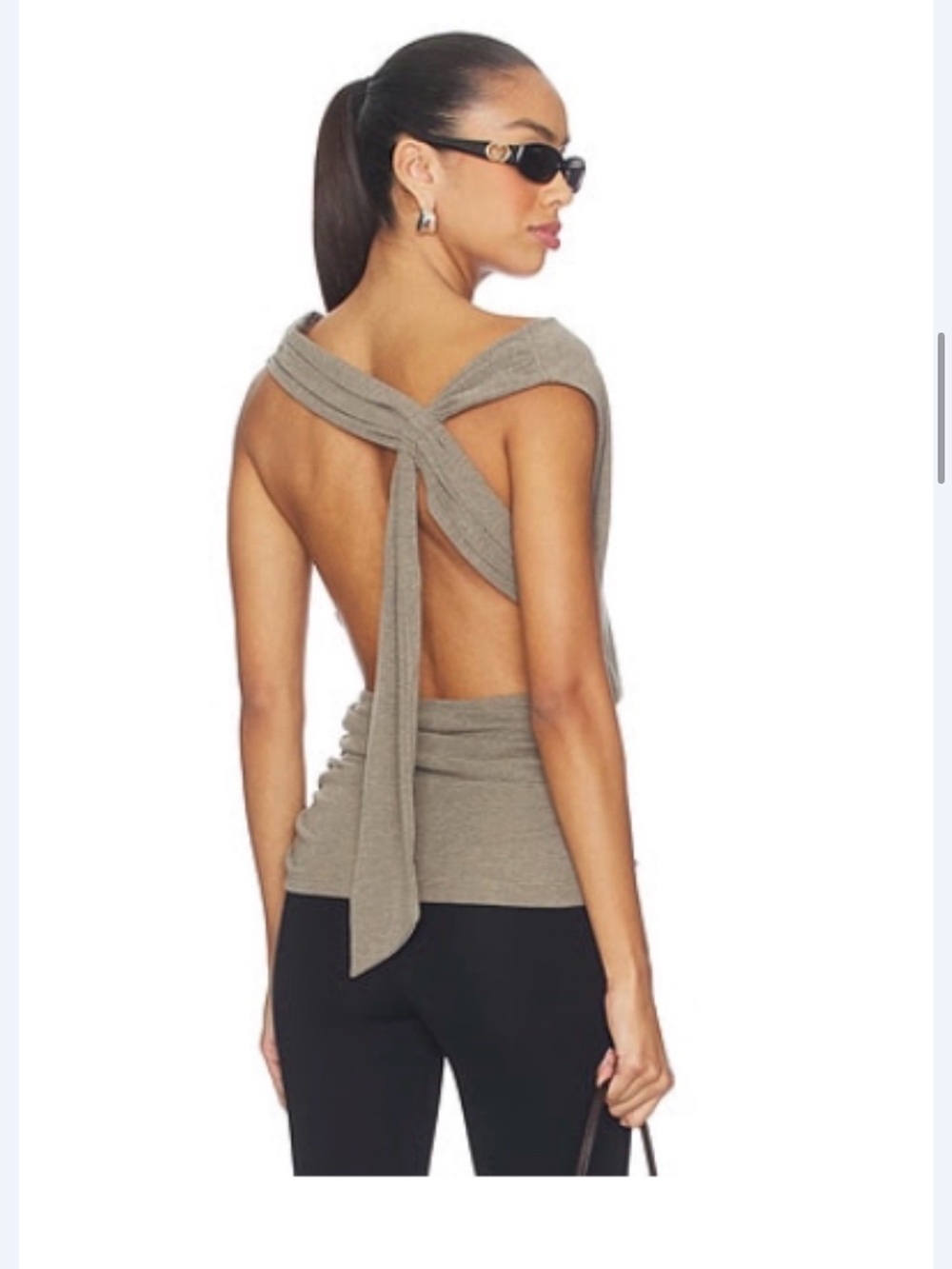 Open-Back Knot Detail Women's Top in Taupe